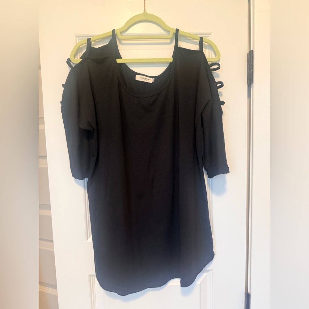 Black Cold Shoulder Top